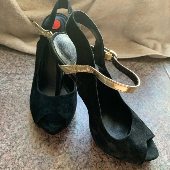 Marciano black suede open toe heels size 6 - Picture 5 of 14